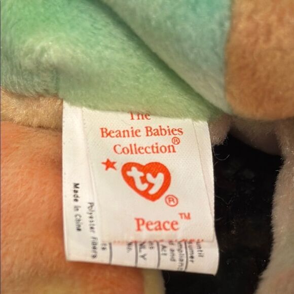 TY Beanie Baby Original 1996 Peace Bear Tie-Dye Rainbow w/ Swing Tag & Tush Tag - Picture 7 of 10